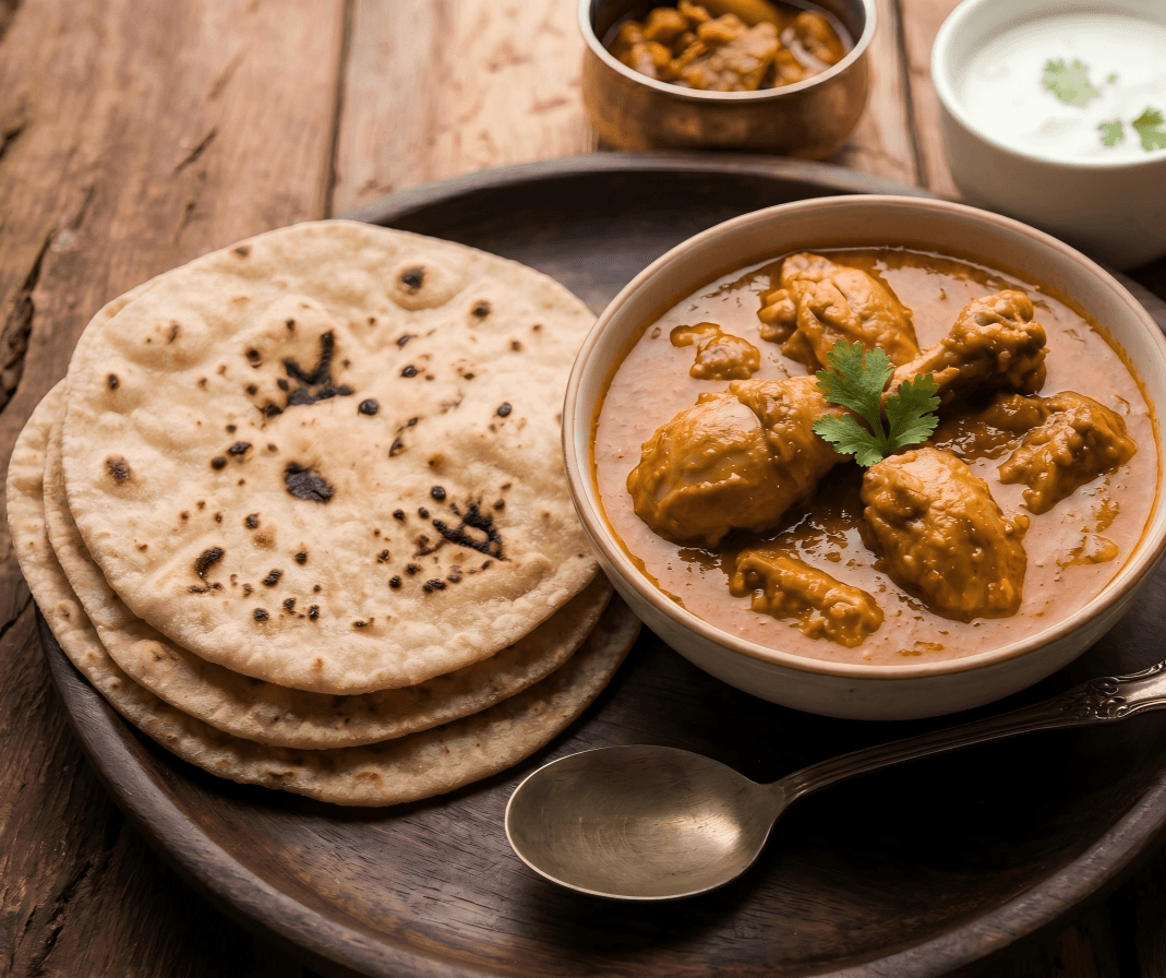 4 Chapathi with Chicken Curry - Image 1